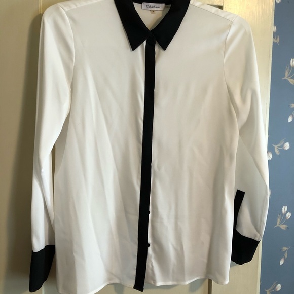 Calvin Klein Black and White blouse - Picture 1 of 7